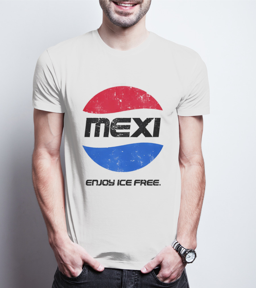 Mexi Enjoy Ice Free Red Blue Iconic Beverage Humor T-Shirt