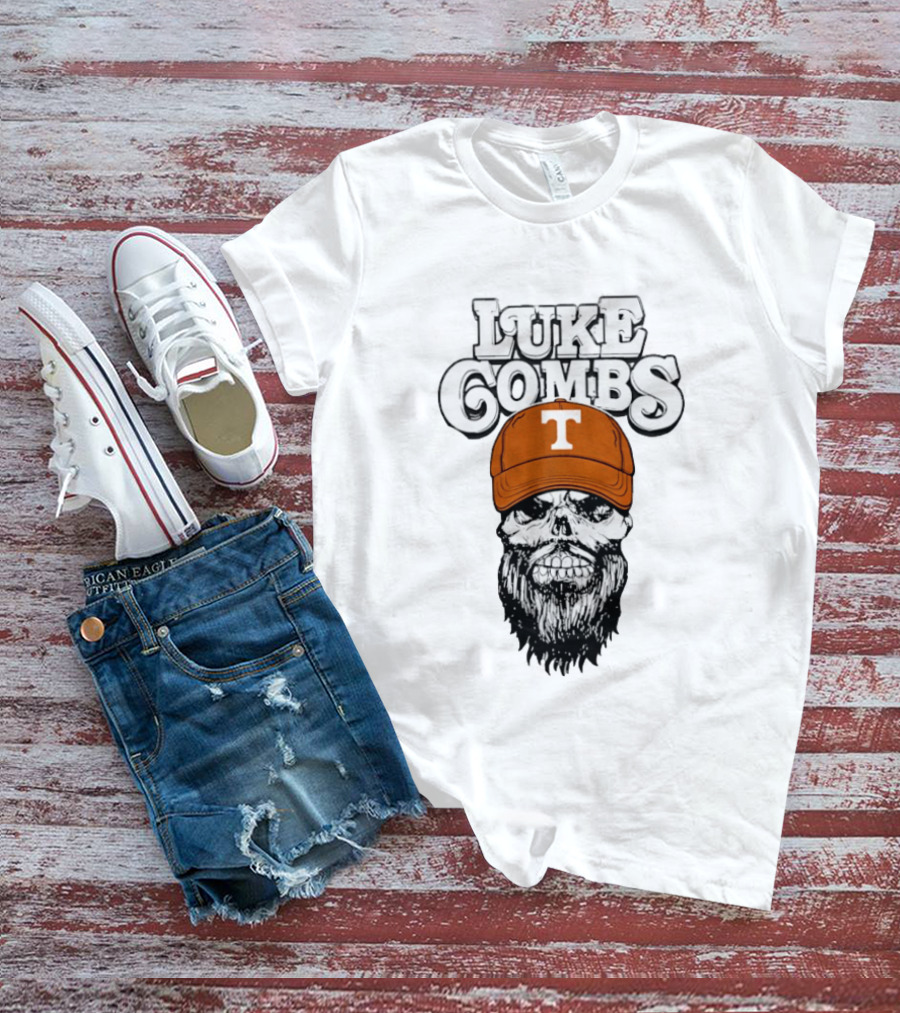 Luke Combs Tennessee Volunteers Skull Cap NCAA T-Shirt