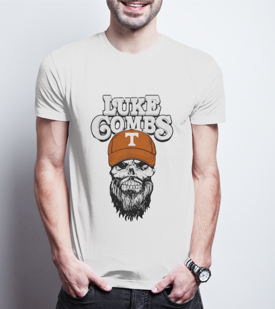Luke Combs Tennessee Volunteers Skull Cap NCAA T-Shirt