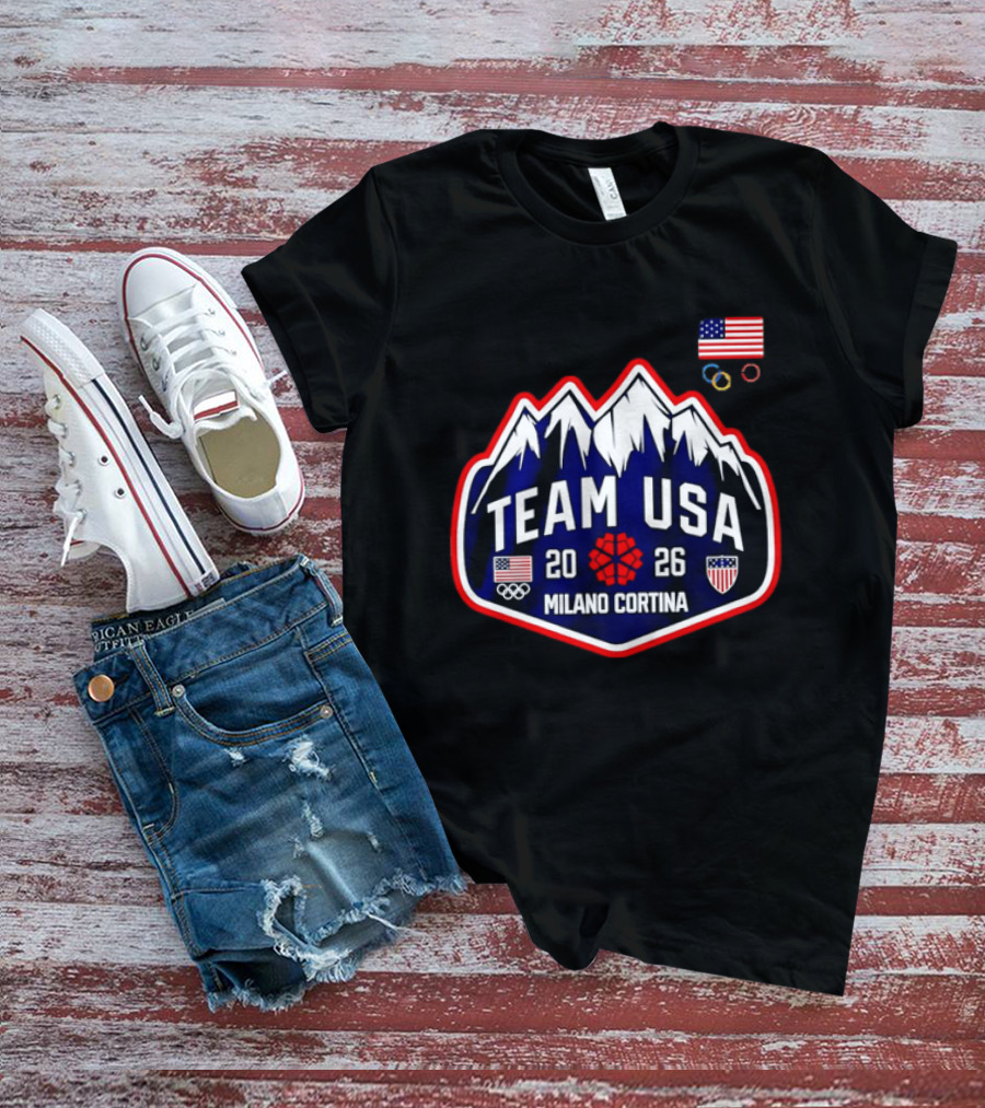 Team Usa 2026 Milano Cortina Olympics American Flag Mountain T-Shirt