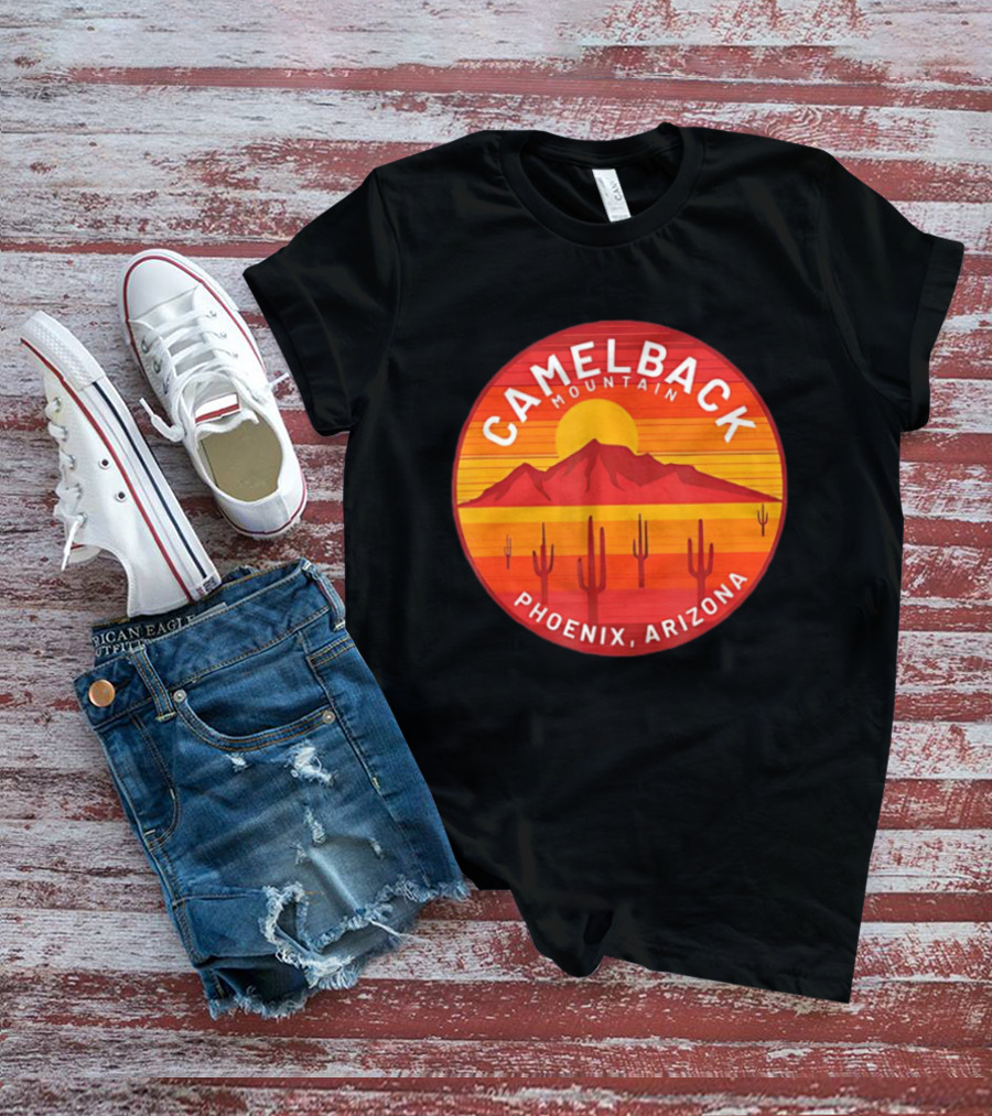 Camelback Mountain Phoenix Arizona Sunset Cactus Desert Hiking T-Shirt