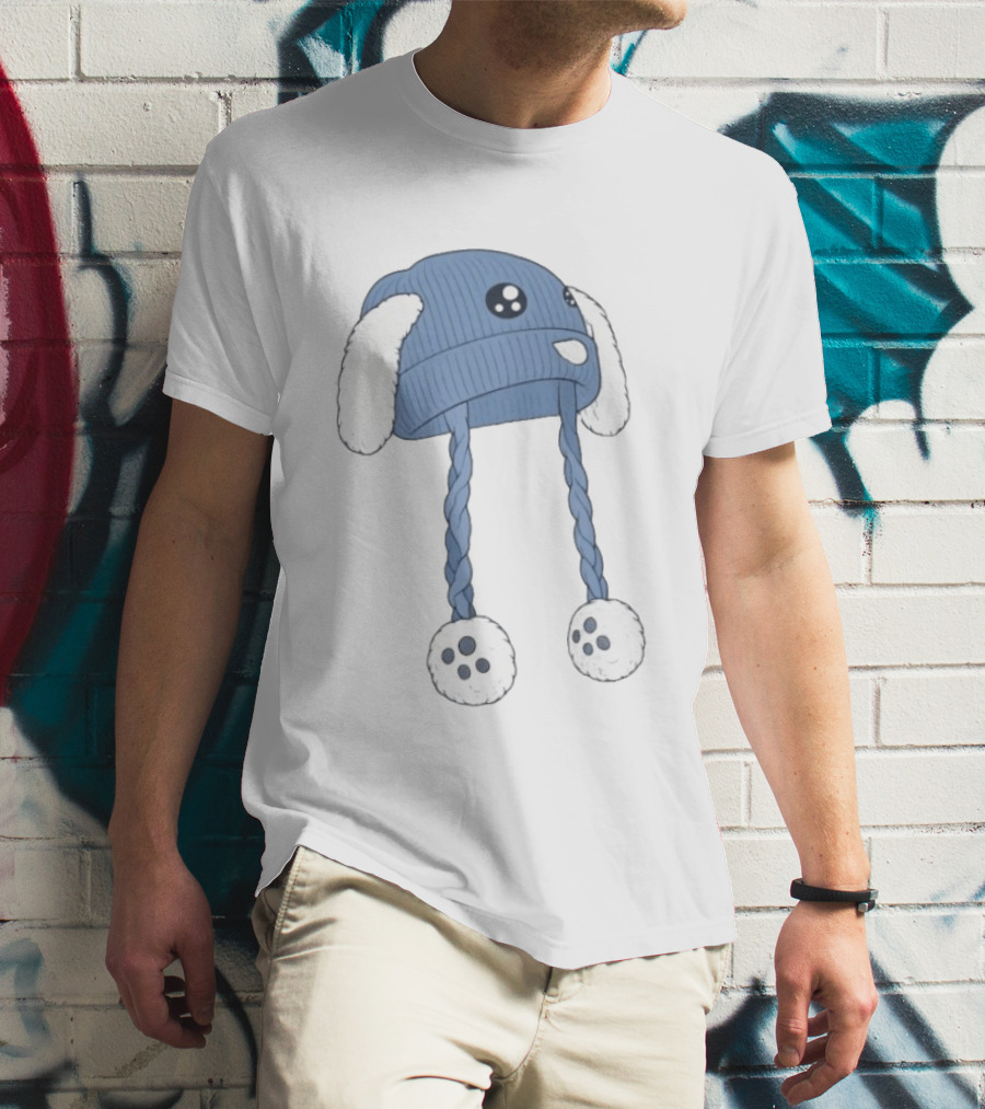 Anti Ice Chinga La Migra Blue Bunny Hat Fluffy Ears Paw Pom Collection T-Shirt