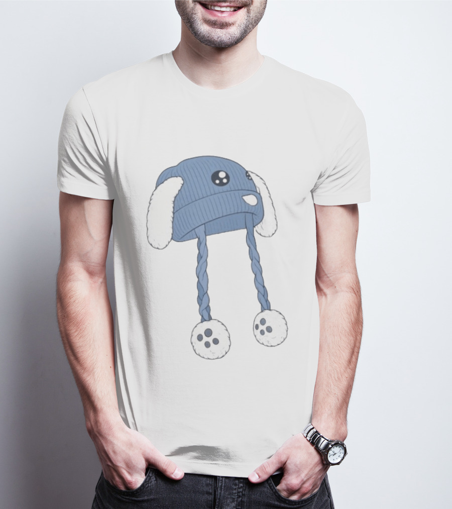 Anti Ice Chinga La Migra Blue Bunny Hat Fluffy Ears Paw Pom Collection T-Shirt