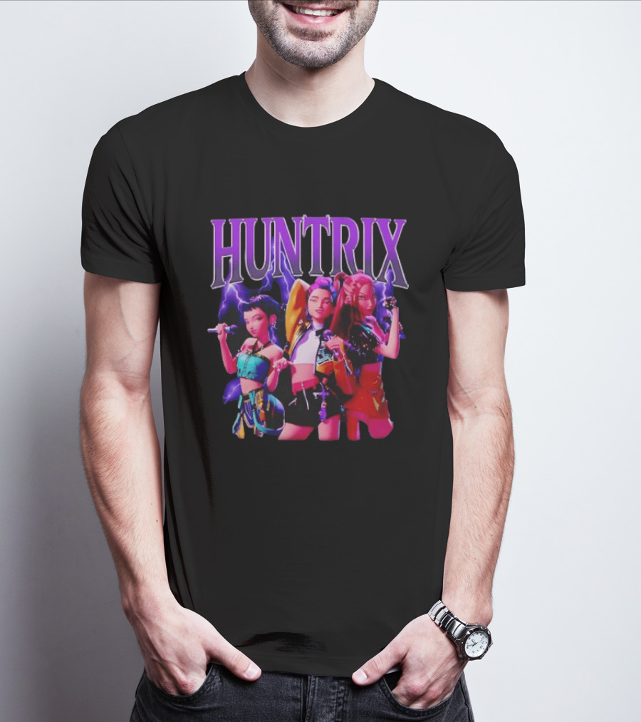 Huntrix Girls Trio Power Pose With Lightning Effect T-Shirt