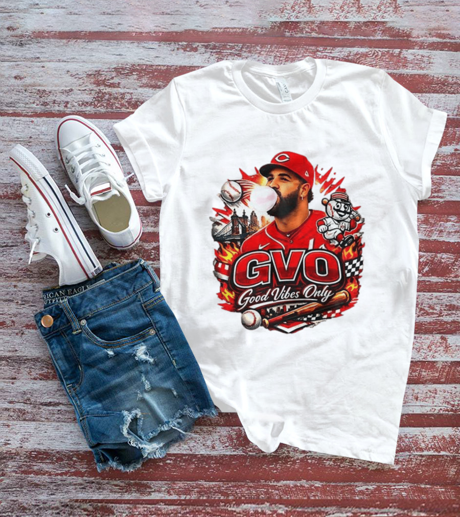 GVO Good Vibes Only Eugenio Suarez Reds Baseball Cincinnati Sports T-Shirt