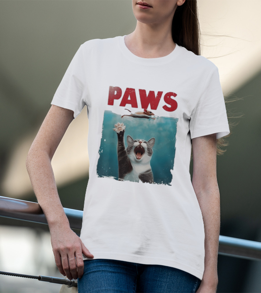 Paws Cat Chasing Mouse Playful Kitten Humor T-Shirt