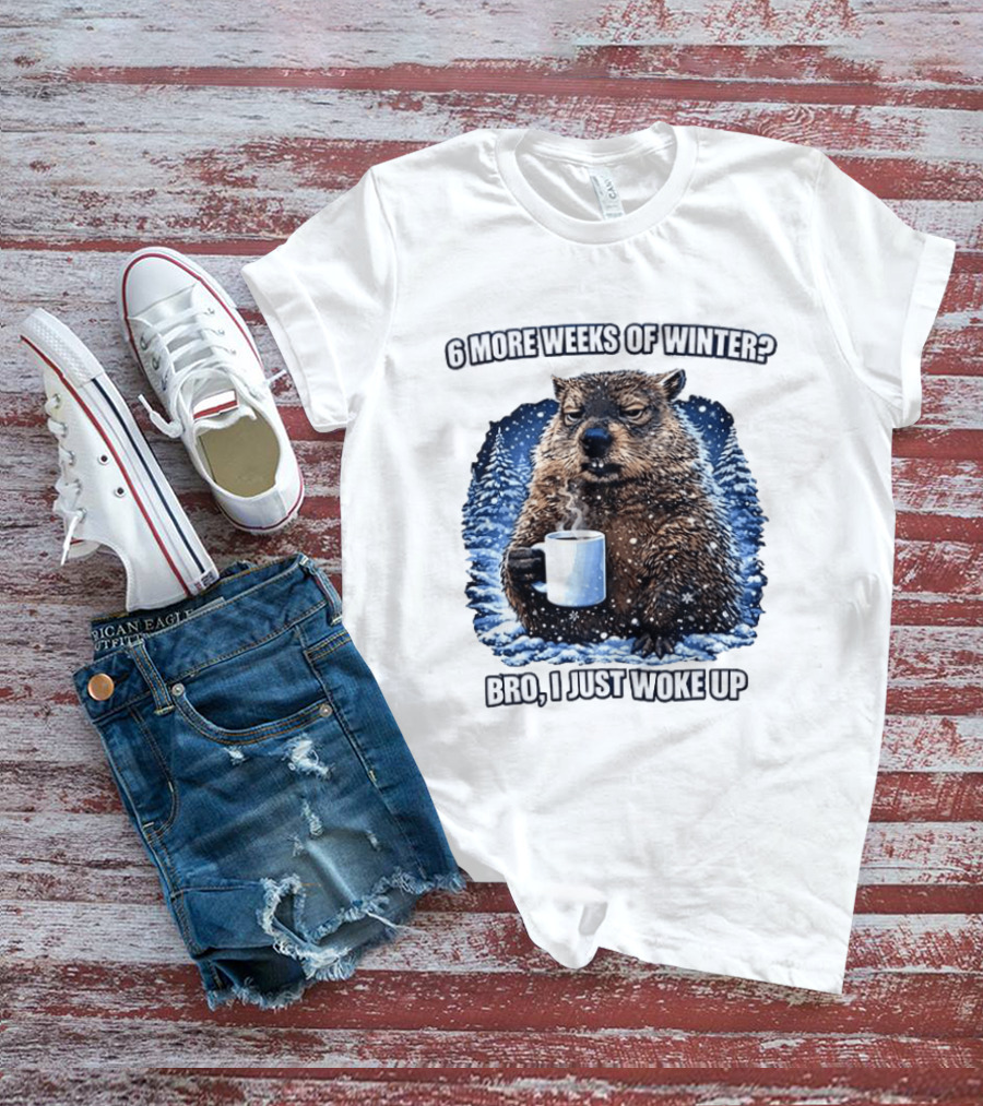 6 More Weeks Of Winter Bro I Just Woke Up Groundhog Meme T-Shirt