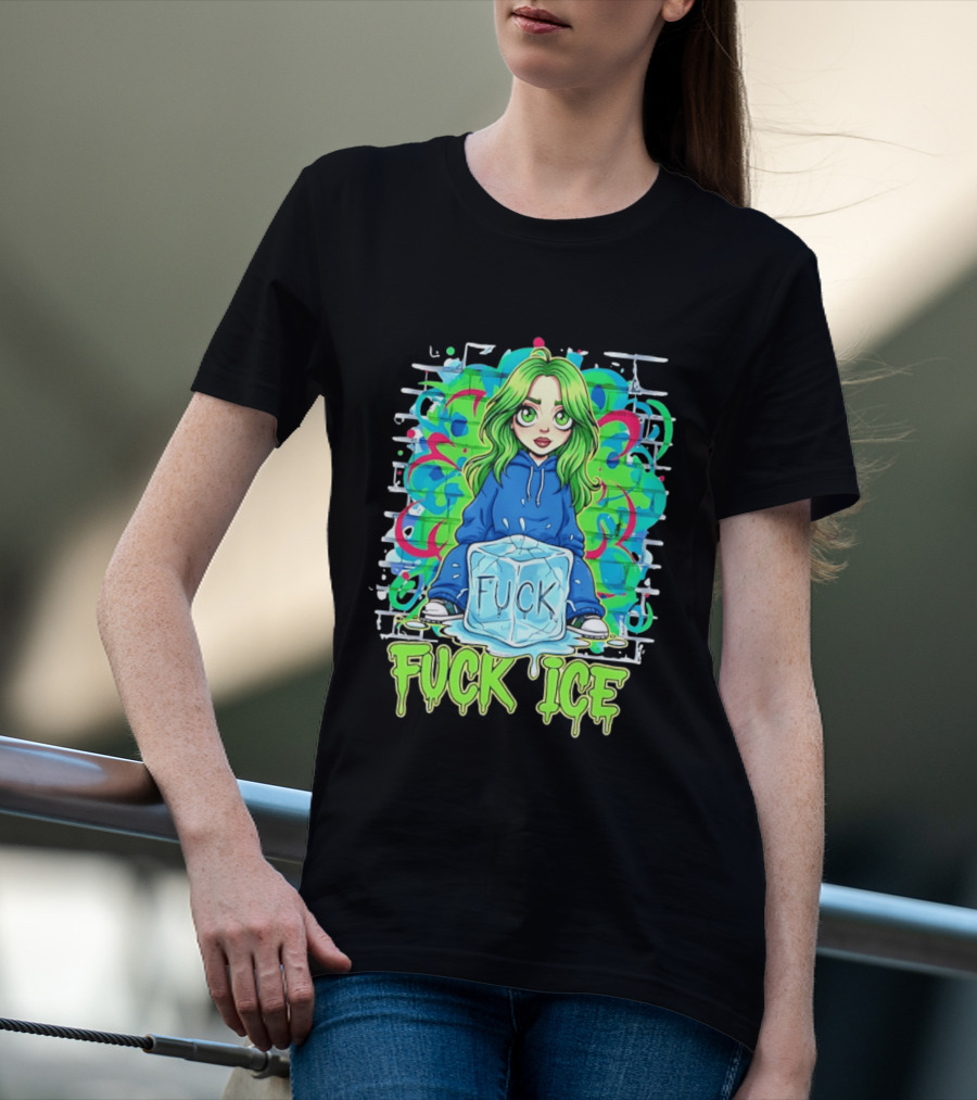 Billie Eilish Cartoon Fck Ice T-Shirt