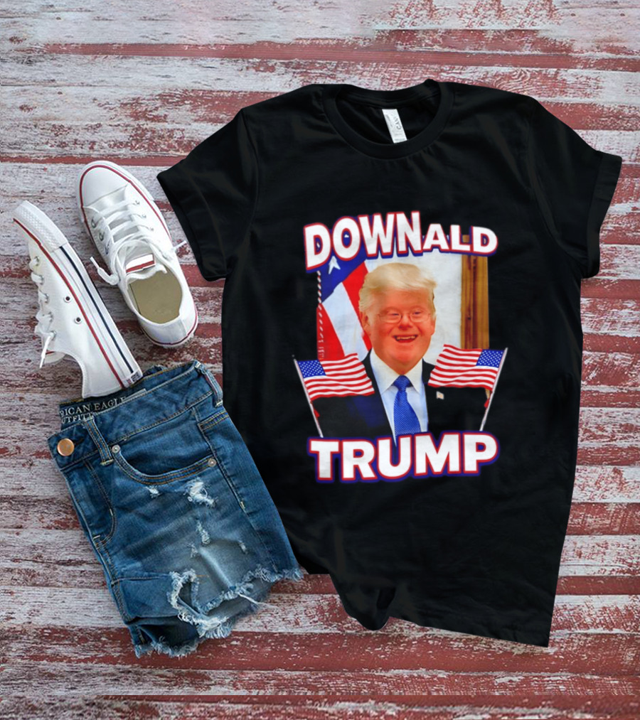 Downald Trump American Flag Parody With Patriotic Backdrop T-Shirt