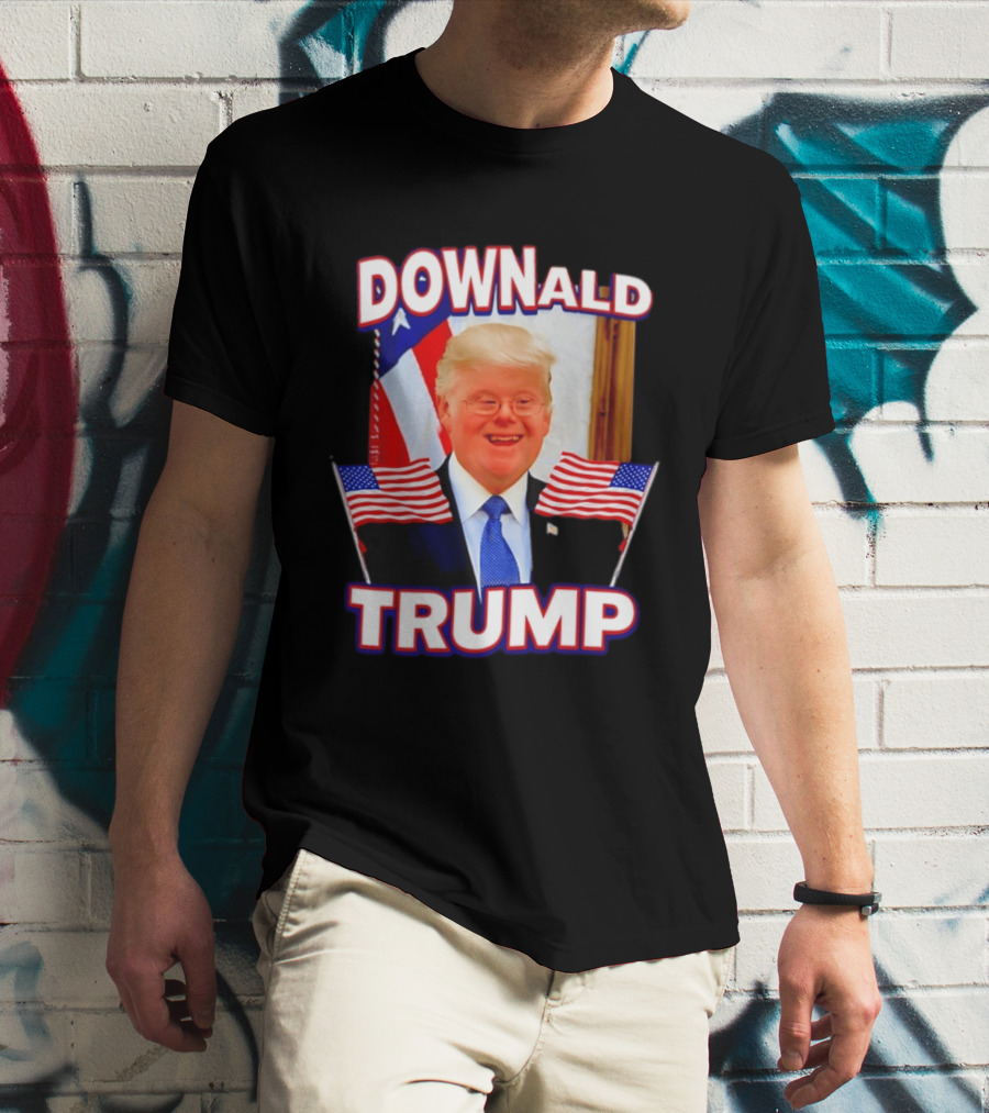 Downald Trump American Flag Parody With Patriotic Backdrop T-Shirt