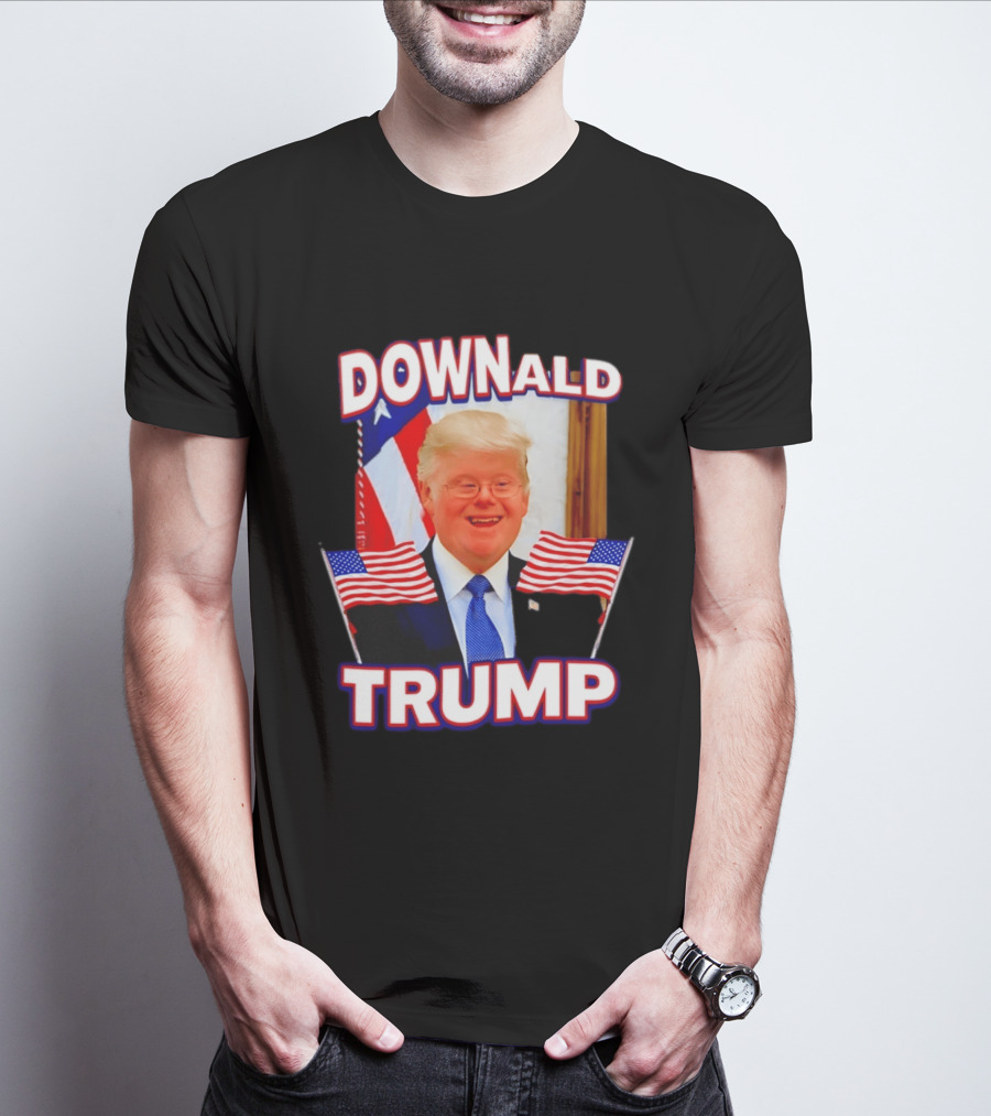 Downald Trump American Flag Parody With Patriotic Backdrop T-Shirt