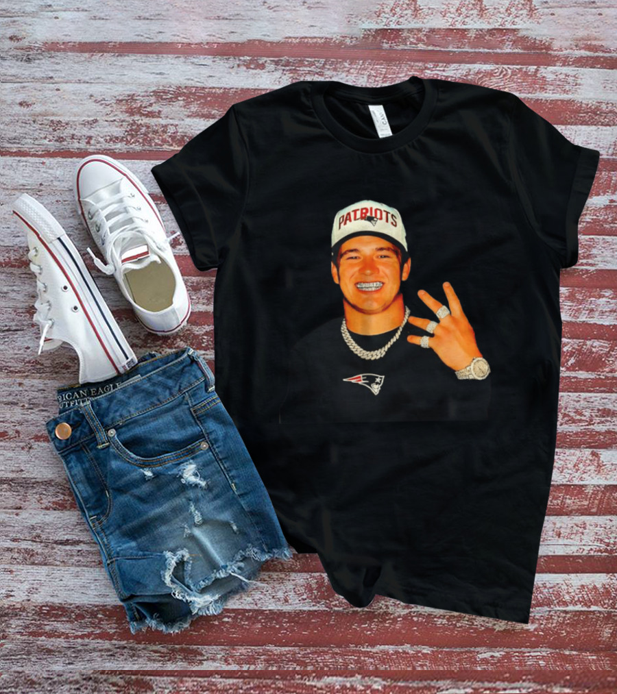 Drake Maye Patriots Ring Collection With New England Patriots Hat And Jewelry T-Shirt