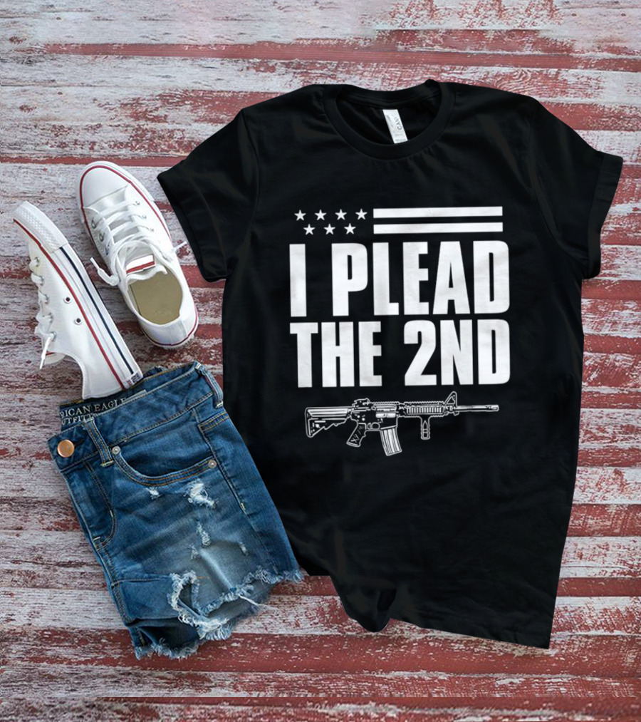 I Plead The 2nd Gun Rights American Flag Rifle T-Shirt