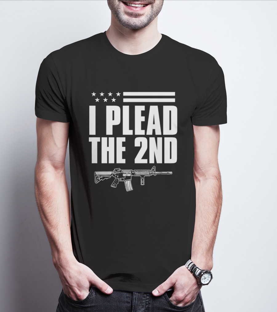 I Plead The 2nd Gun Rights American Flag Rifle T-Shirt