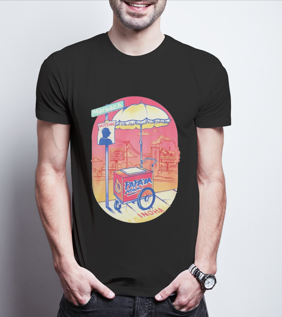 Marbach Inoha Papaya Man Missing High School Fred's Fish Fry T-Shirt