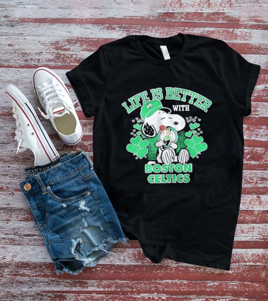 Life Is Better With Snoopy Boston Celtics St. Patrick's Day T-Shirt