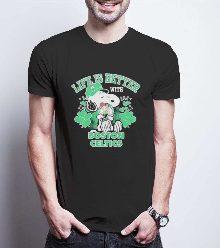 Life Is Better With Snoopy Boston Celtics St. Patrick's Day T-Shirt