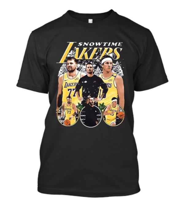 Snowtime Lakers Basketball Champions Iconic Players And Coach T-Shirt