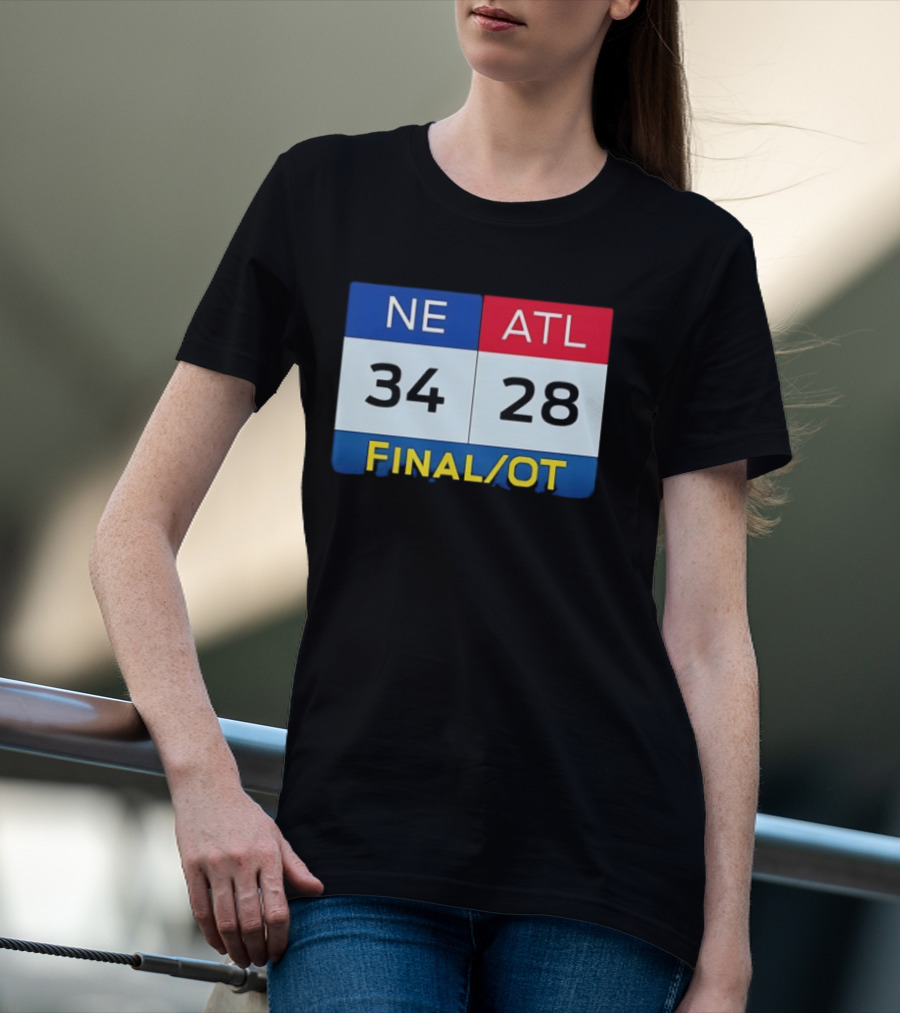 NE 34 ATL 28 Final OT Super Bowl LI Scoreboard T-Shirt