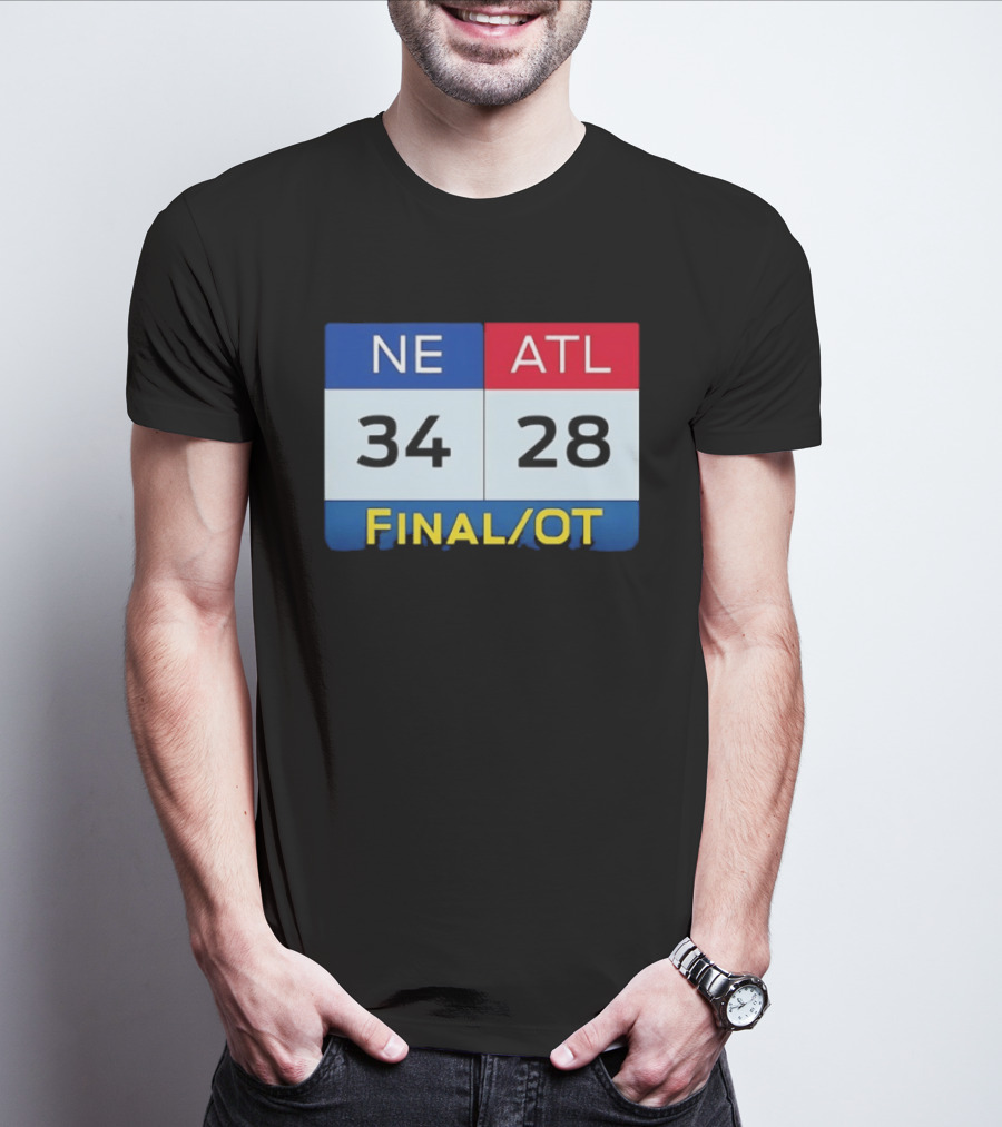 NE 34 ATL 28 Final OT Super Bowl LI Scoreboard T-Shirt