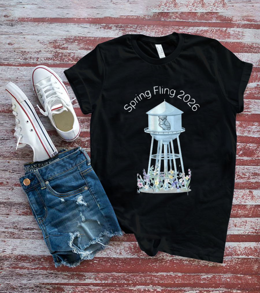 Spring Fling 2026 Owl Water Tower Blossoms T-Shirt