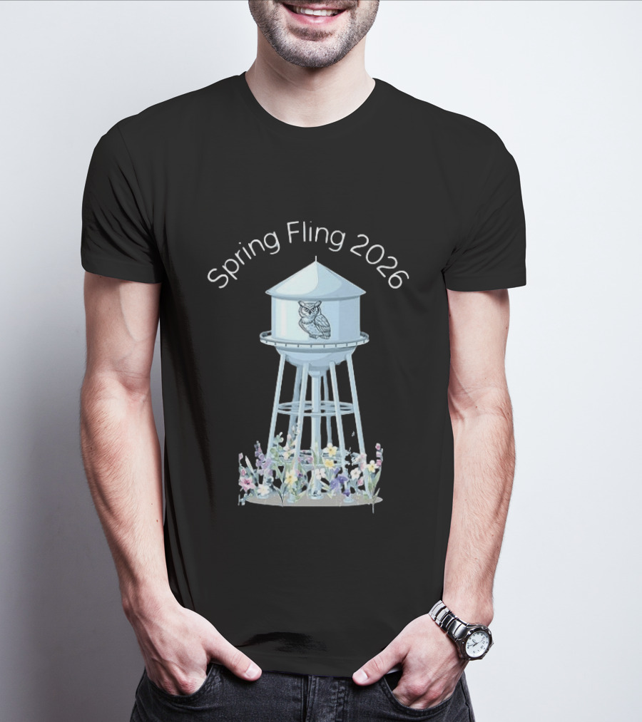 Spring Fling 2026 Owl Water Tower Blossoms T-Shirt