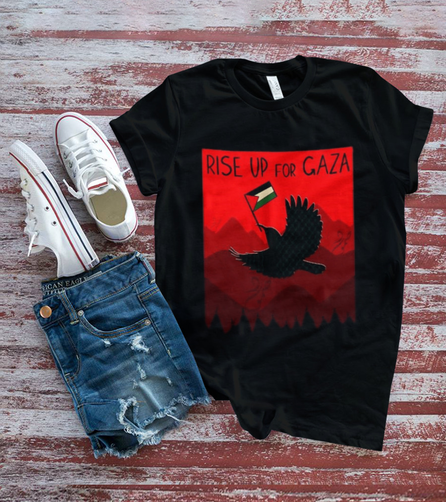 Rise Up For Gaza Palestinian Flag Bird T-Shirt