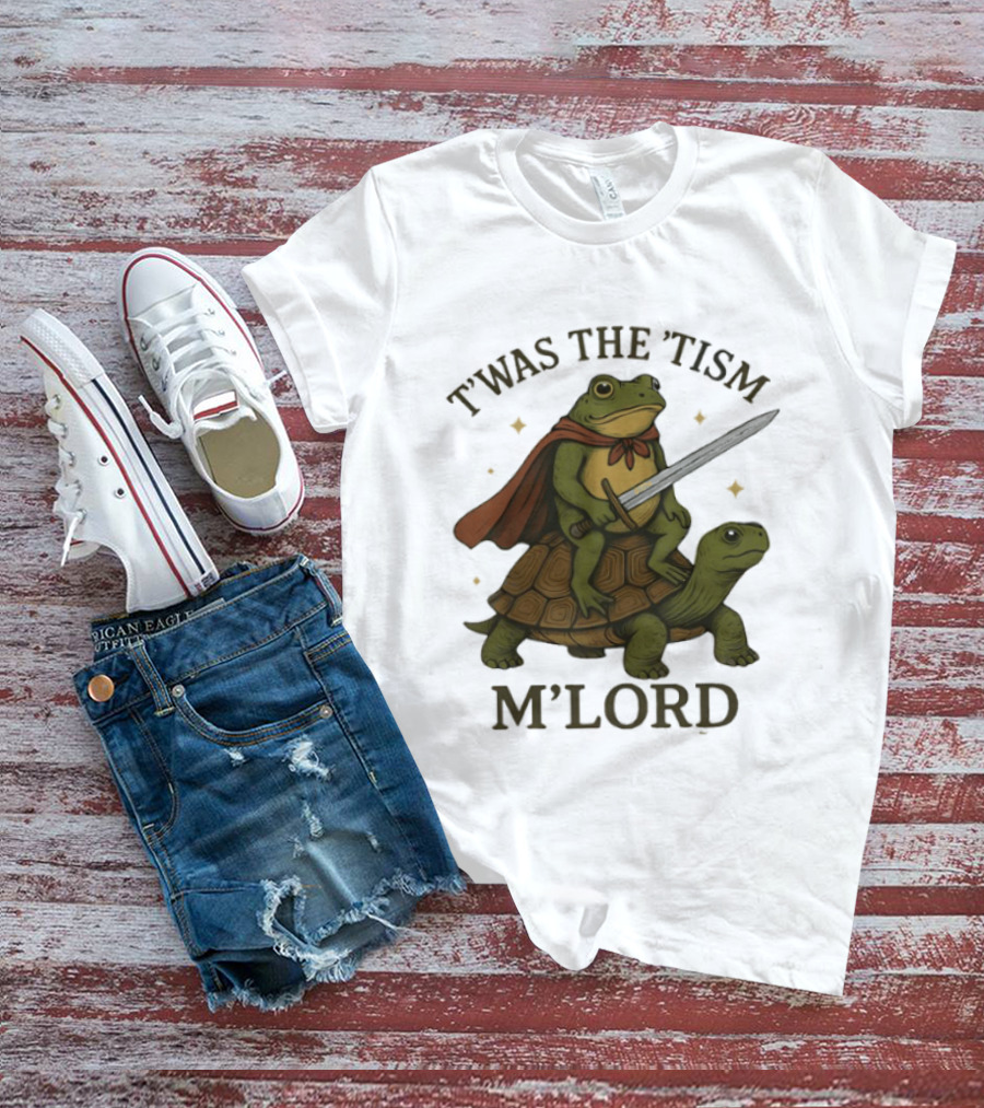 T'was The 'Tism M'Lord Medieval Knight Frog Riding Turtle T-Shirt