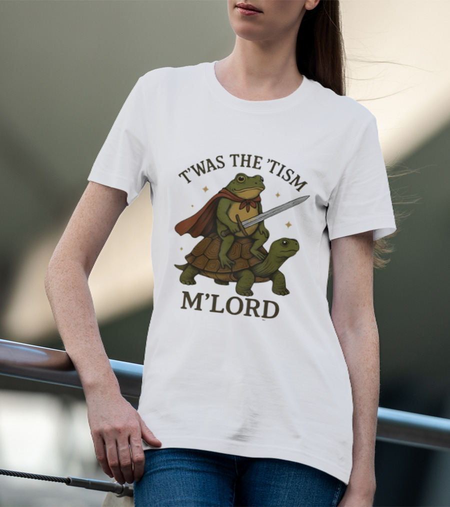 T'was The 'Tism M'Lord Medieval Knight Frog Riding Turtle T-Shirt
