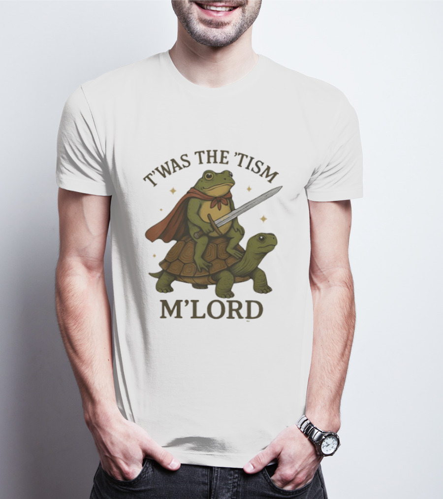 T'was The 'Tism M'Lord Medieval Knight Frog Riding Turtle T-Shirt