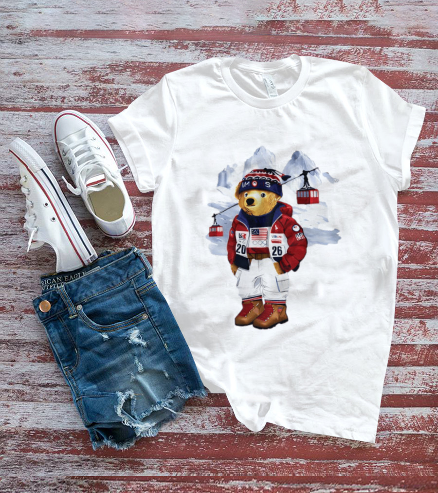 Taylor Olympics 2026 Bear Winter Skiing Outfit T-Shirt
