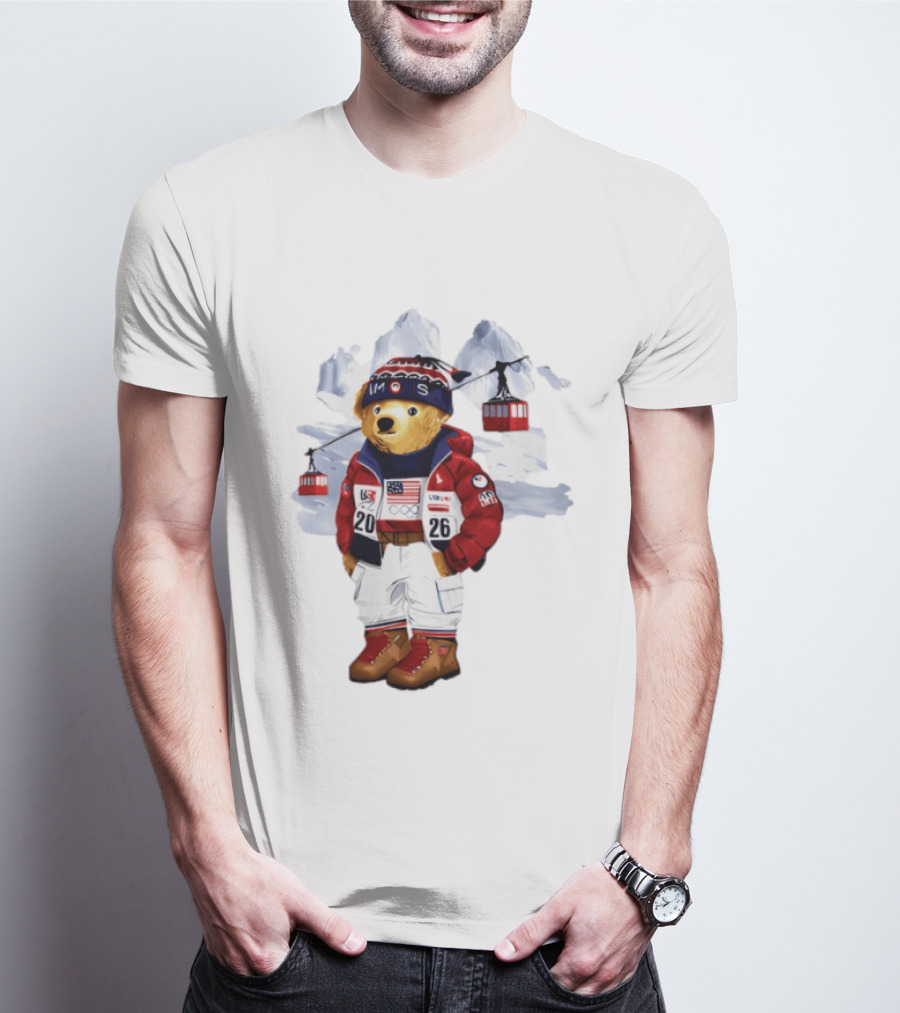 Taylor Olympics 2026 Bear Winter Skiing Outfit T-Shirt