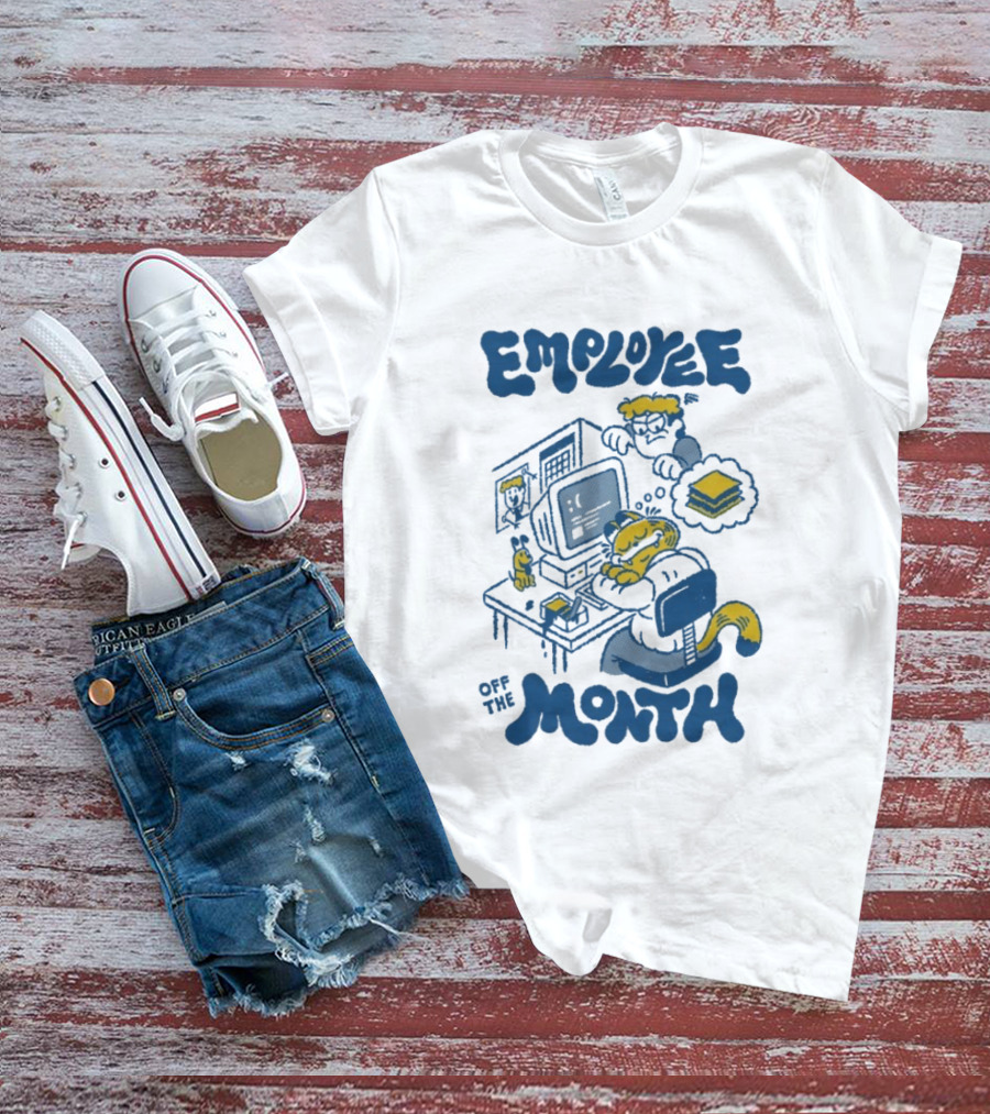 Employee Of The Month Henrique Torres Cat Sleeping Computer Sandwich T-Shirt