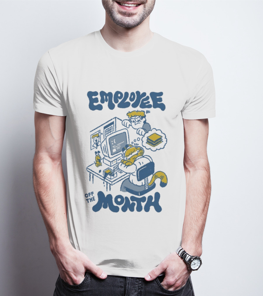 Employee Of The Month Henrique Torres Cat Sleeping Computer Sandwich T-Shirt