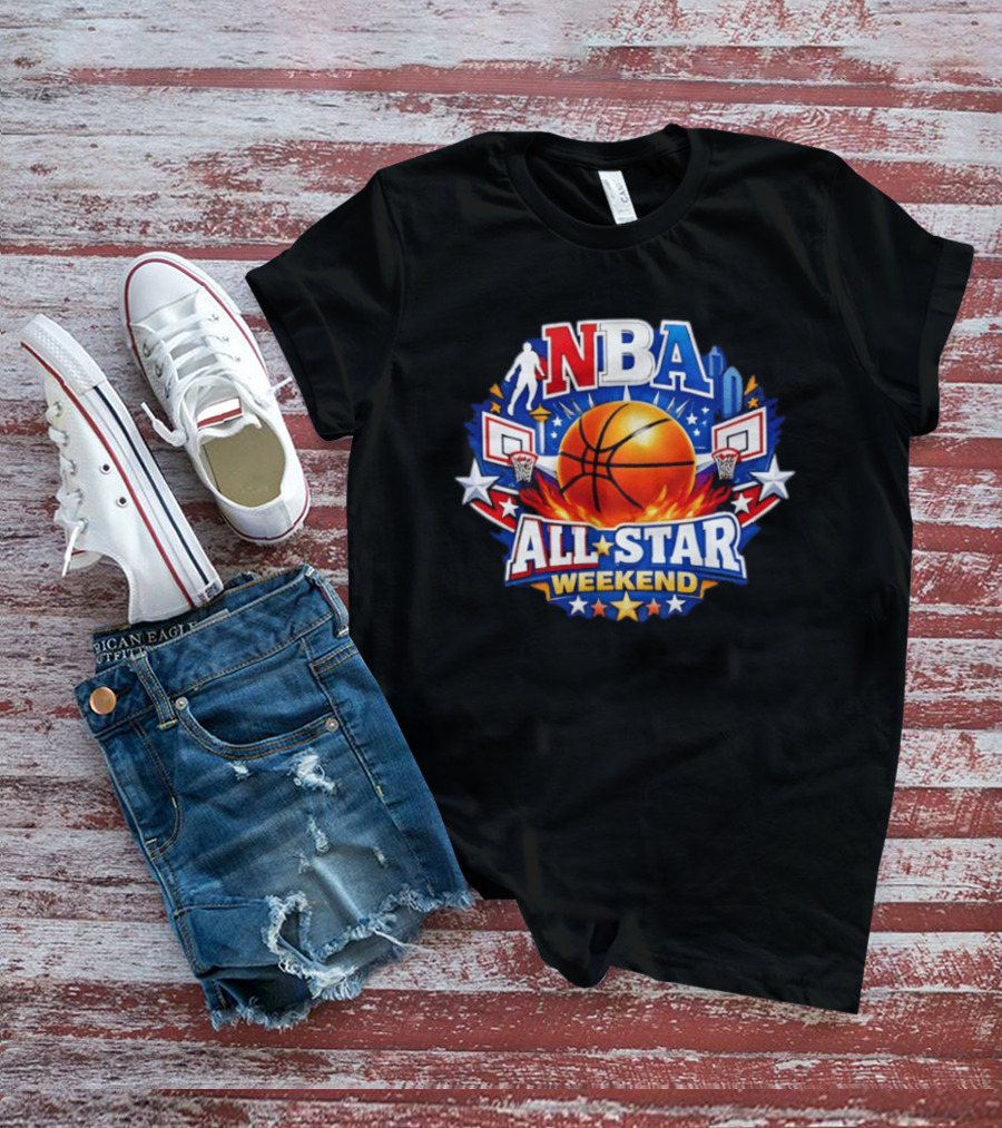 NBA All Star Weekend 2026 Basketball Hoops Stars Skyline T-Shirt