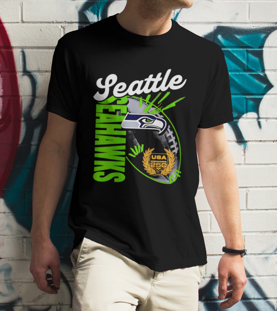 Seattle Seahawks USA 250 Gold Standard Football T-Shirt