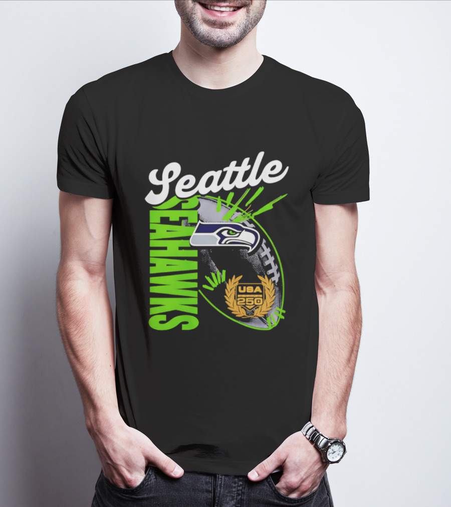 Seattle Seahawks USA 250 Gold Standard Football T-Shirt