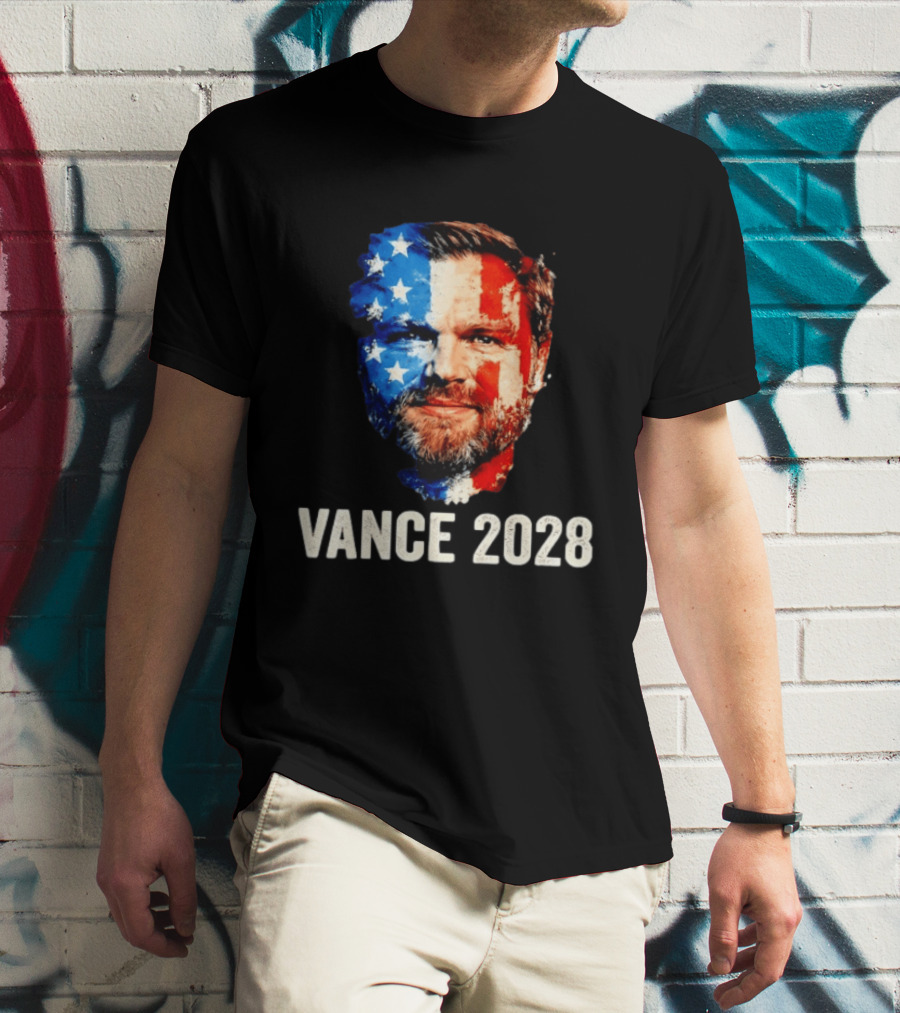 Vance 2028 US Flag Face Patriotic Election Campaign T-Shirt