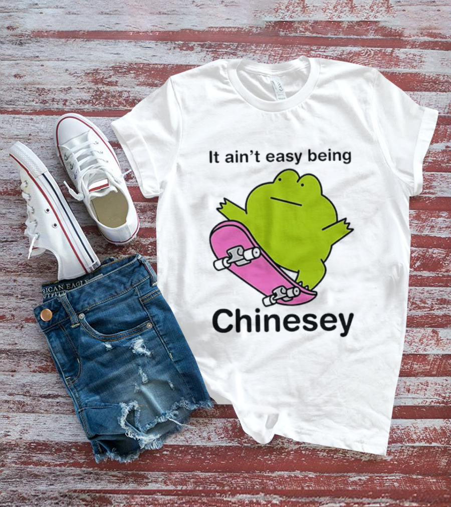 It Ain't Easy Being Chinesey Kawaii Frog On Skateboard T-Shirt