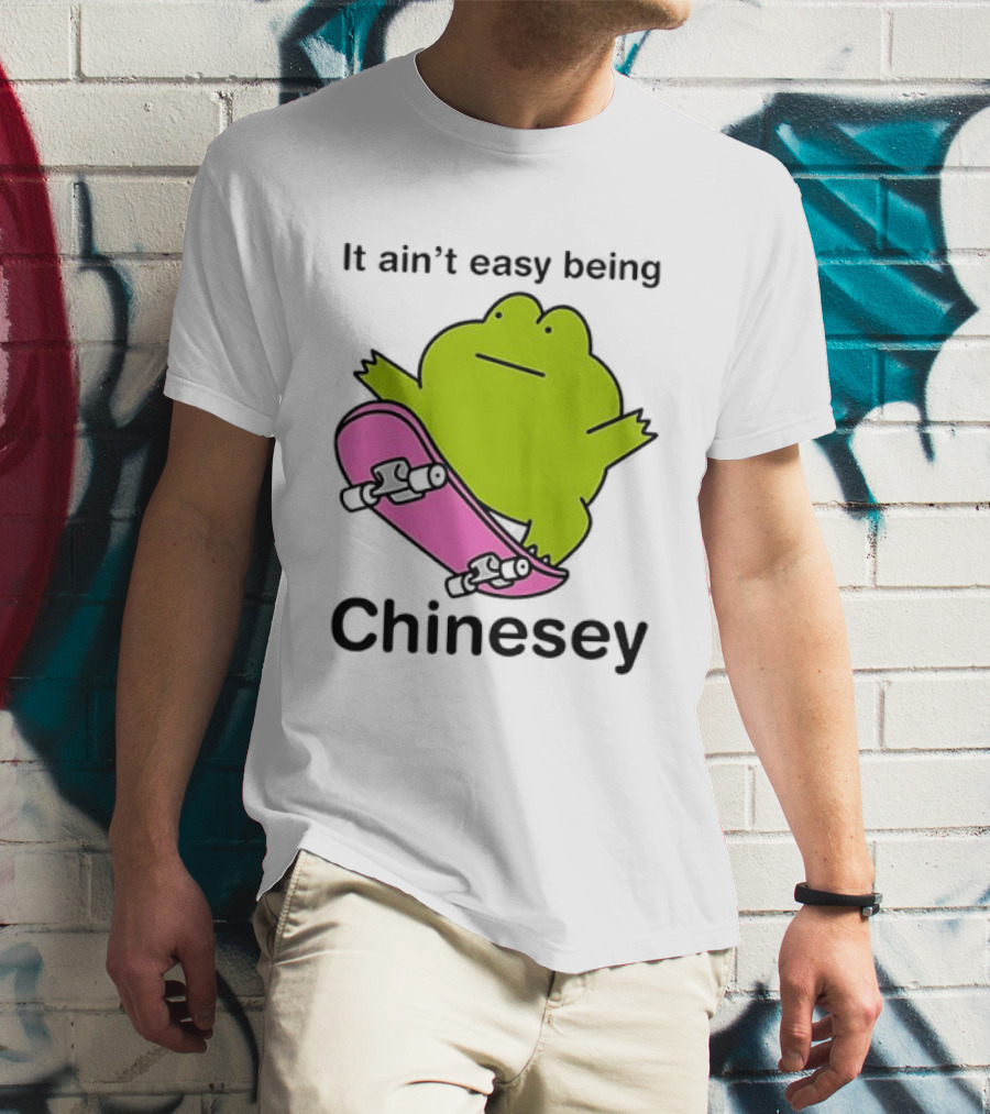 It Ain't Easy Being Chinesey Kawaii Frog On Skateboard T-Shirt
