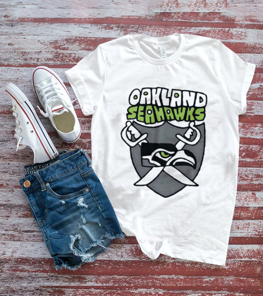 Oakland Seahawks Raiders Shield Crossed Swords T-Shirt