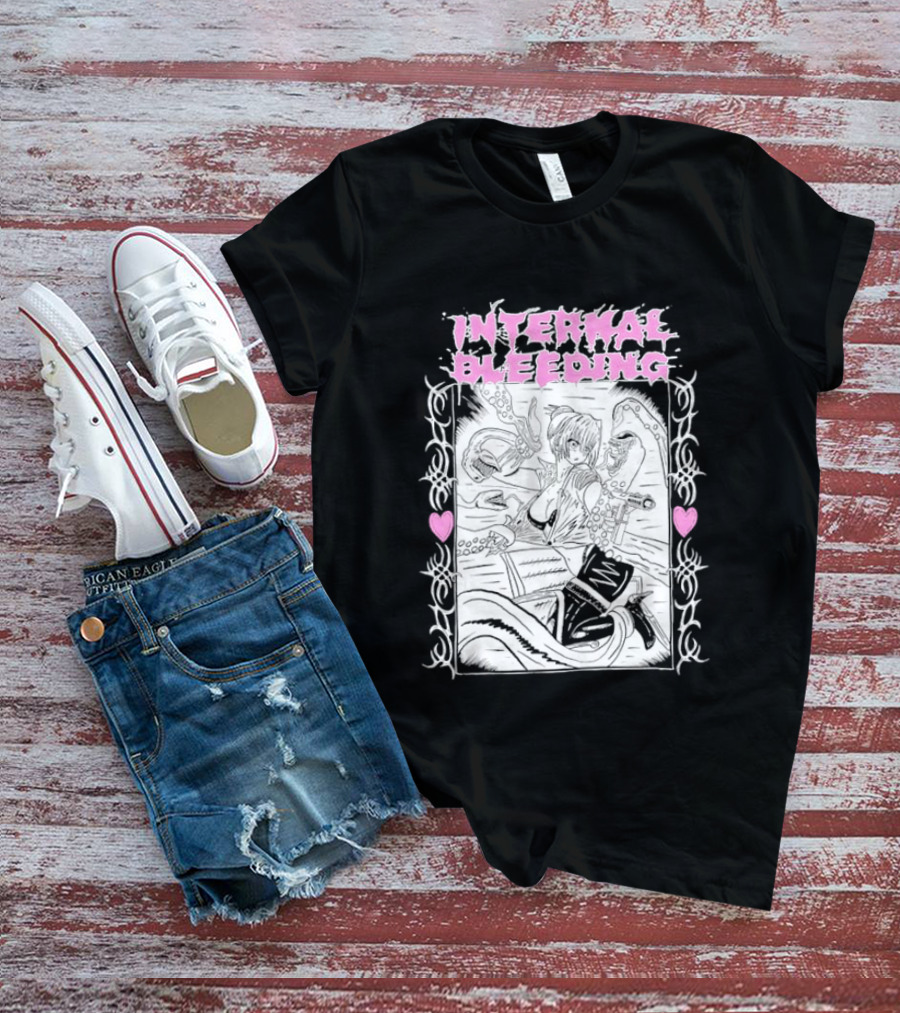 Internal Bleeding Anime Pastel Aesthetic Manga Style Hearts T-Shirt