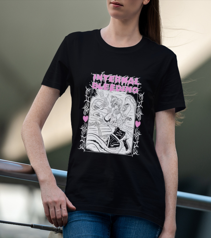 Internal Bleeding Anime Pastel Aesthetic Manga Style Hearts T-Shirt