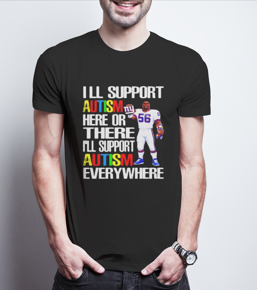 New York Giants Support Autism Everywhere With Football Player T-Shirt