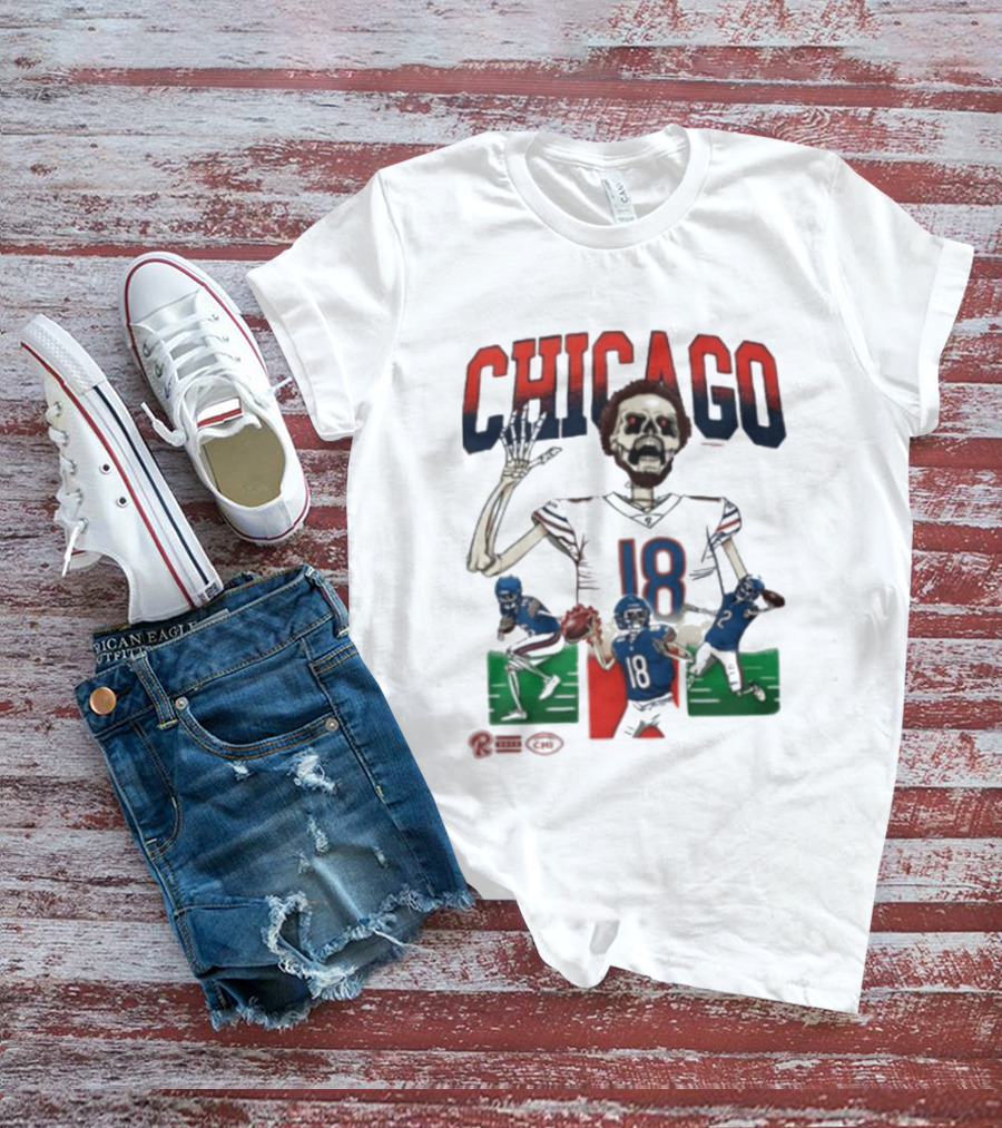 Chicago Bears Skeleton 18 Football Drew Thorpe T-Shirt