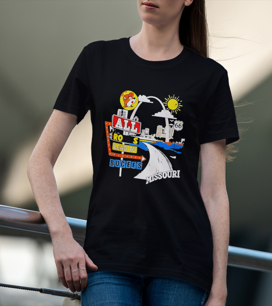All Roads Lead To Buc Ee's Missouri Route 66 T-Shirt