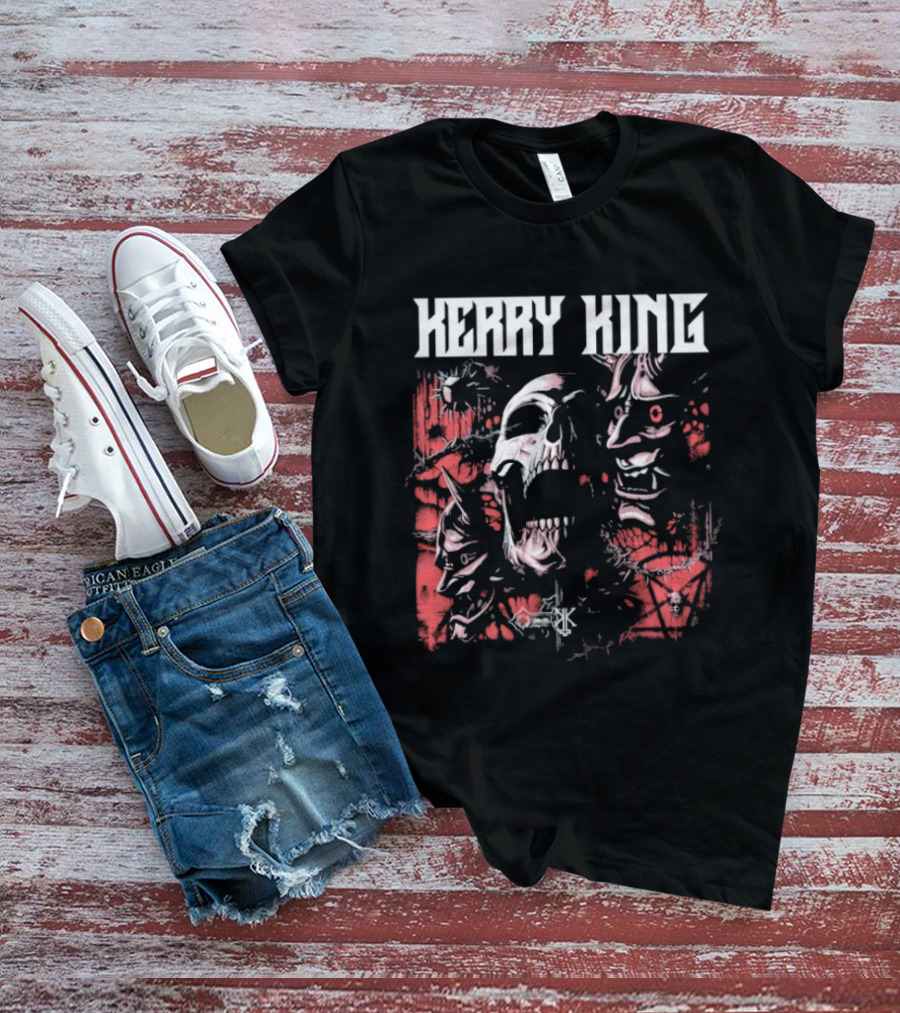 Kerry King Hell Echo Distorted Faces Red White T-Shirt
