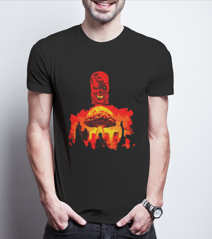 Determined Fate Skull Red Apocalypse Scene T-Shirt