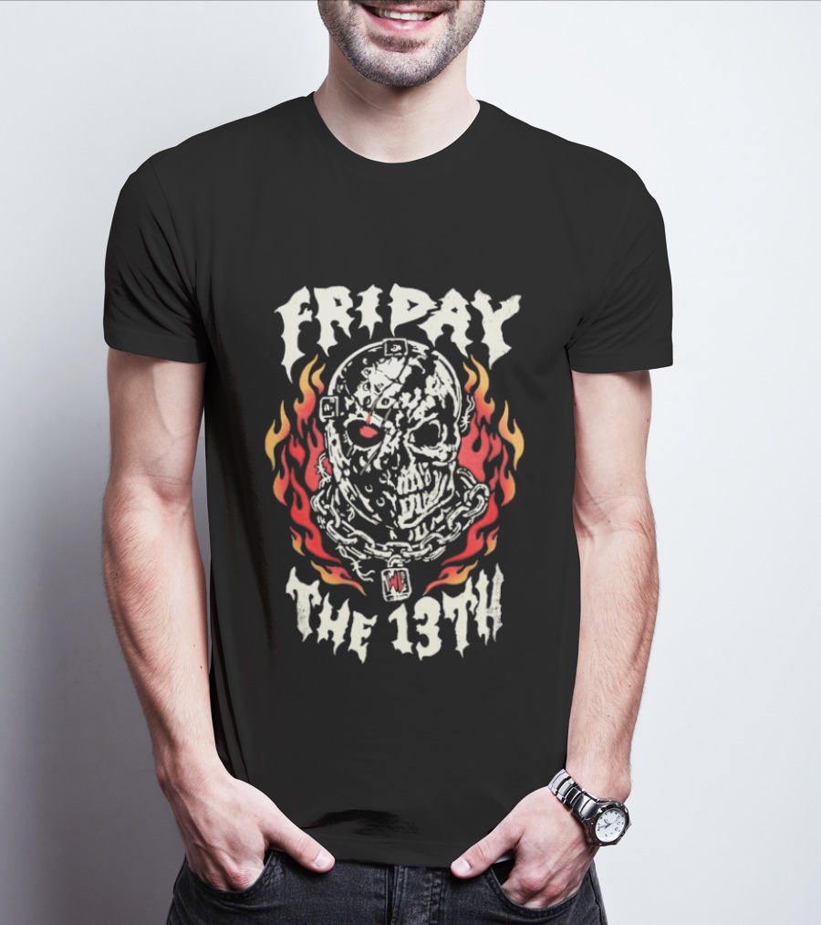 Friday The 13th Skulled Fire Warren Lotas T-Shirt