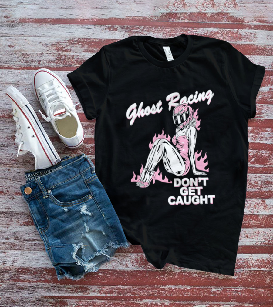 Ghost Racing Don't Get Caught Flaming Helmeted Figure T-Shirt